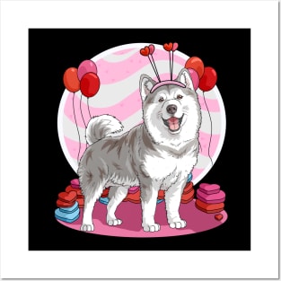 Alaskan Malamute Valentines Day Heart Dogs Puppy Love Posters and Art